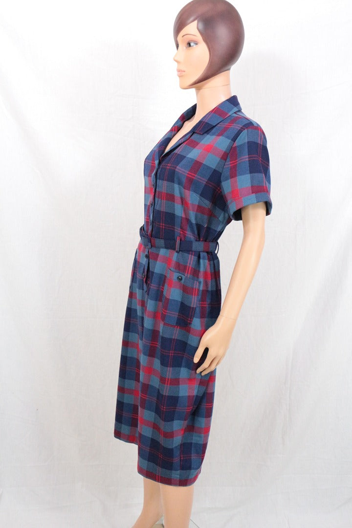 Robe chemise vintage Collectif carreaux bleu rouge Xxl 2xl 8