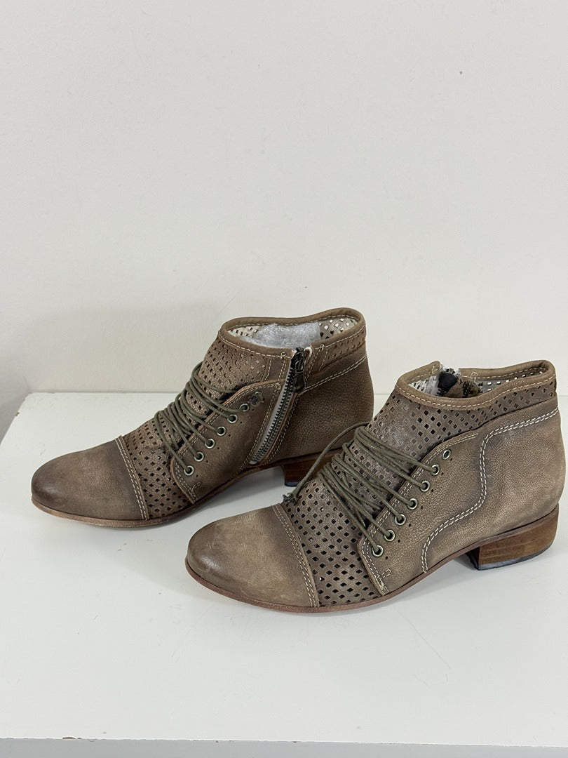 Boots Eva Gatti cuir taupe ajouré boho chic 38 4