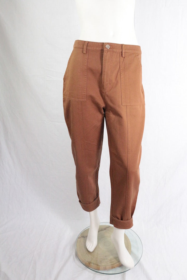 Pantalon Sisley marron taille haute 42 - Neuf avec étiquette vintage 3