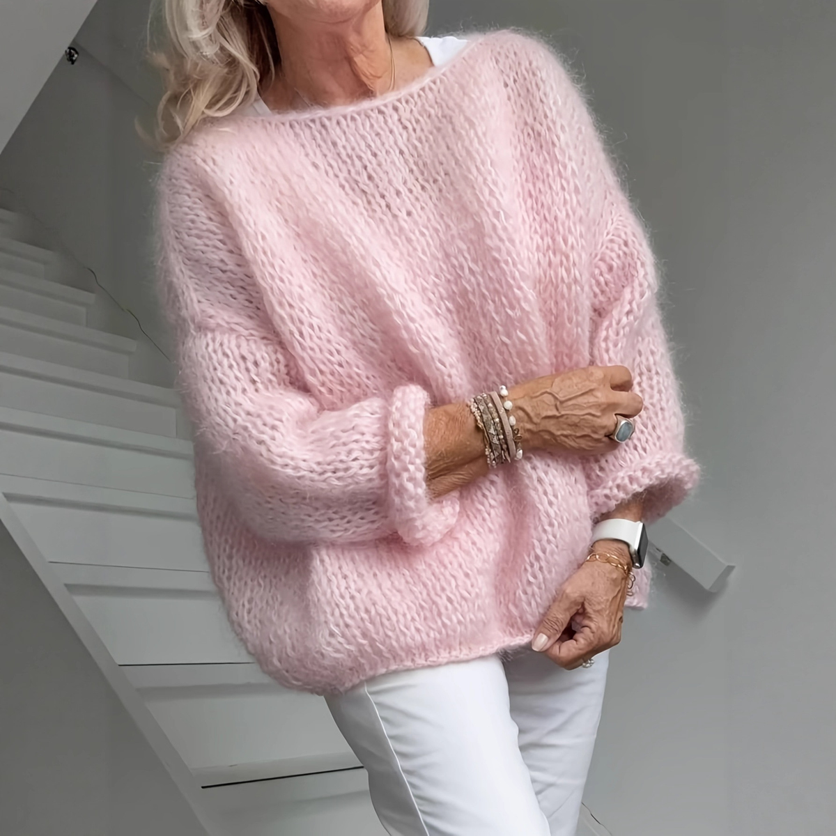Pull rose en maille duveteuse – photo 4 – Frippin'Dealz