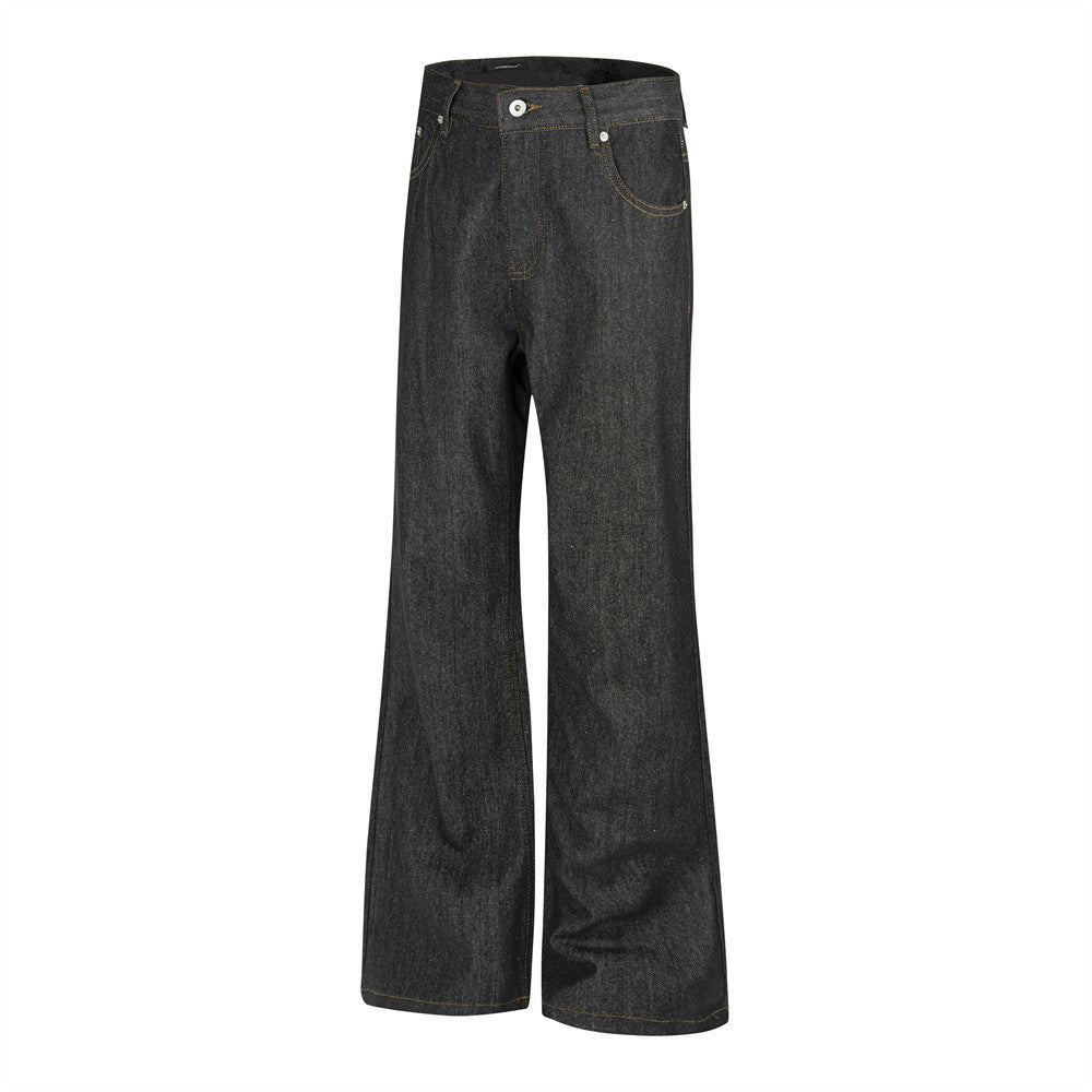 Jean évasé en denim brut brodé de fleurs pour homme, pantalon large style street 10