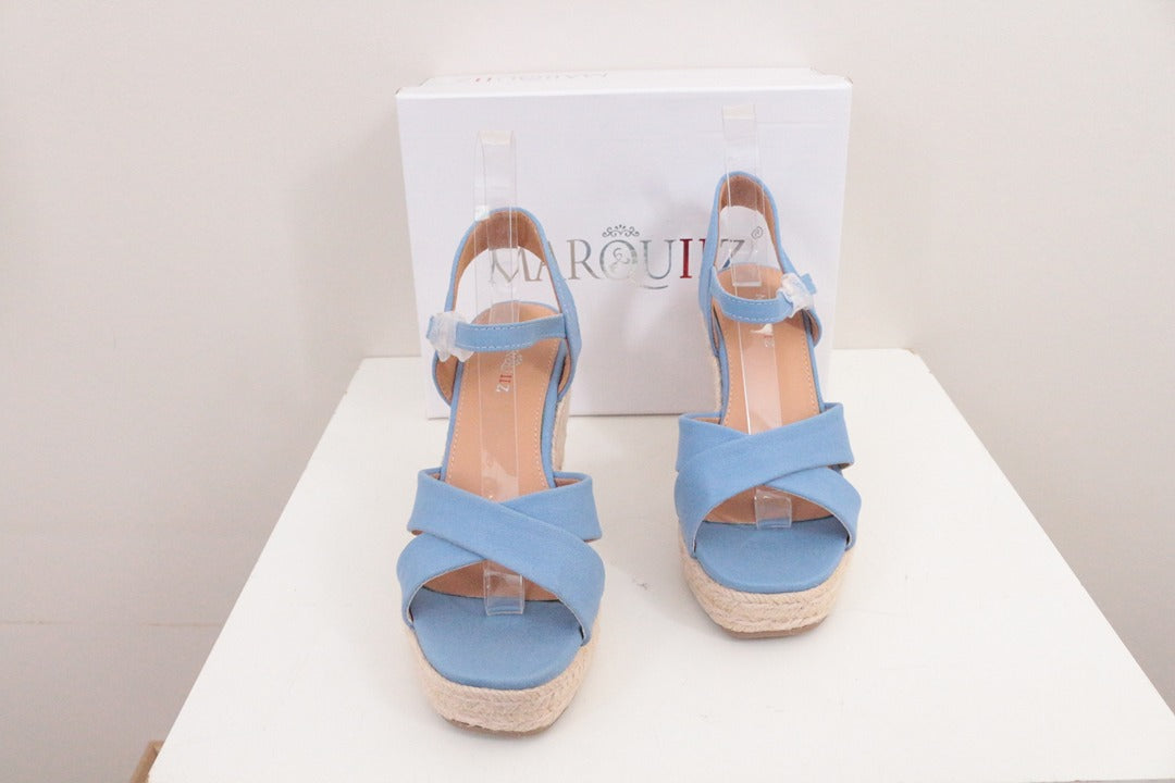 Marquiiz Sandales compensées espadrilles bleu ciel 36 neuves 4