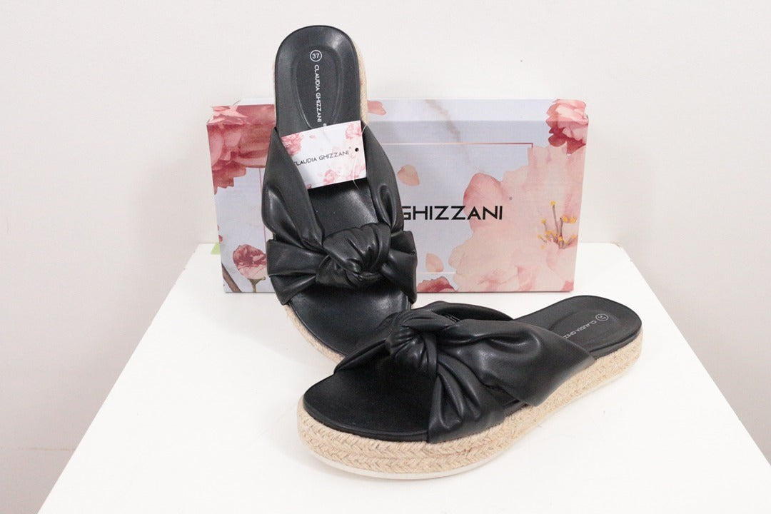 Mules plateforme Claudia Ghizzani simili cuir noir 37 5