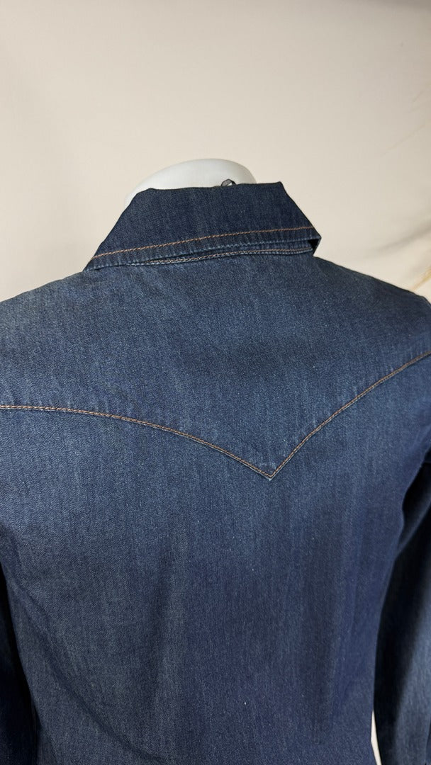 Chemise en jean femme bleu slim S vintage 90s