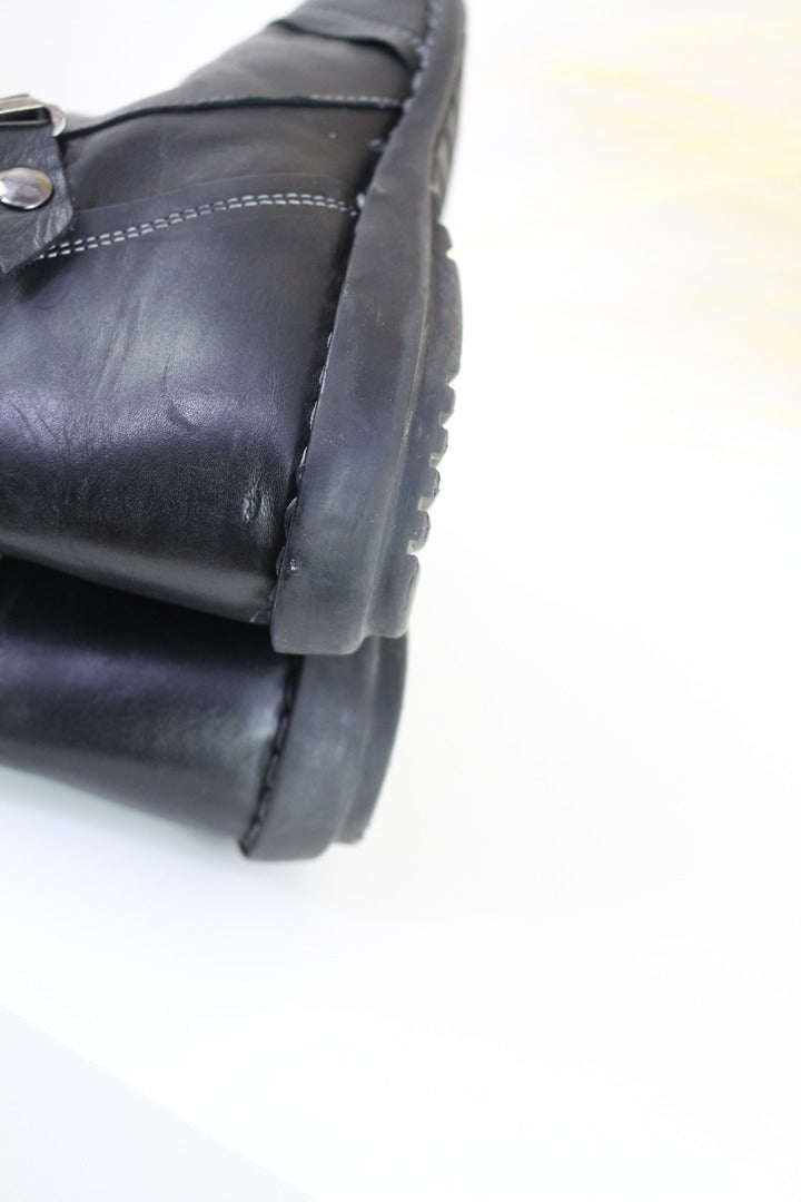 Boots femme noir cuir boucles taille 38 style casual chic 11