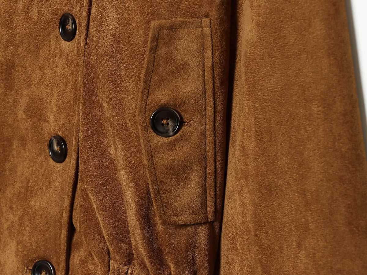 Veste courte col montant effet daim taille élastique femme – photo 15 – Frippin'Dealz