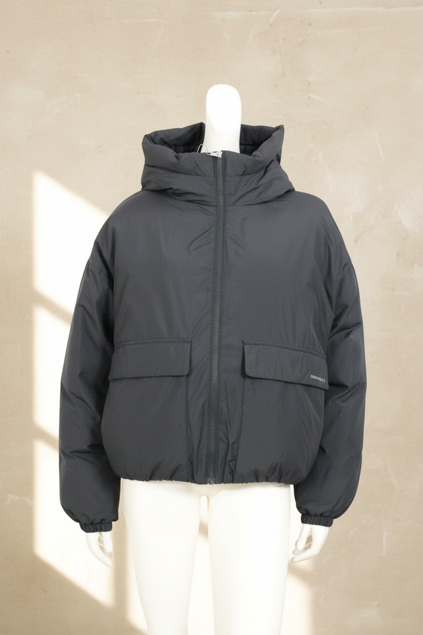 Converse – Kurze Steppjacke – Polyester – Schwarz