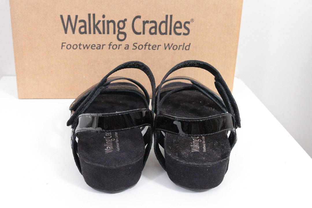 Sandales Walking Cradles Cuir Verni Noir Taille 34 Neuf 8