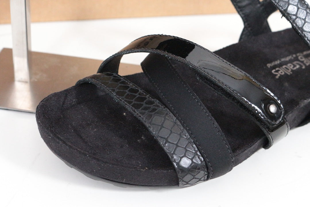 Sandales Walking Cradles Cuir Verni Noir Taille 34 Neuf 3