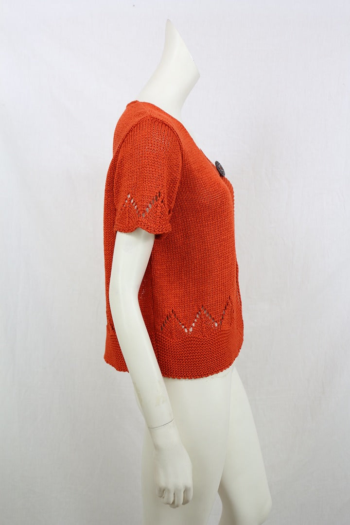 Scottage Cardigan Court Orange 40 Acrylique Boho Chic 7