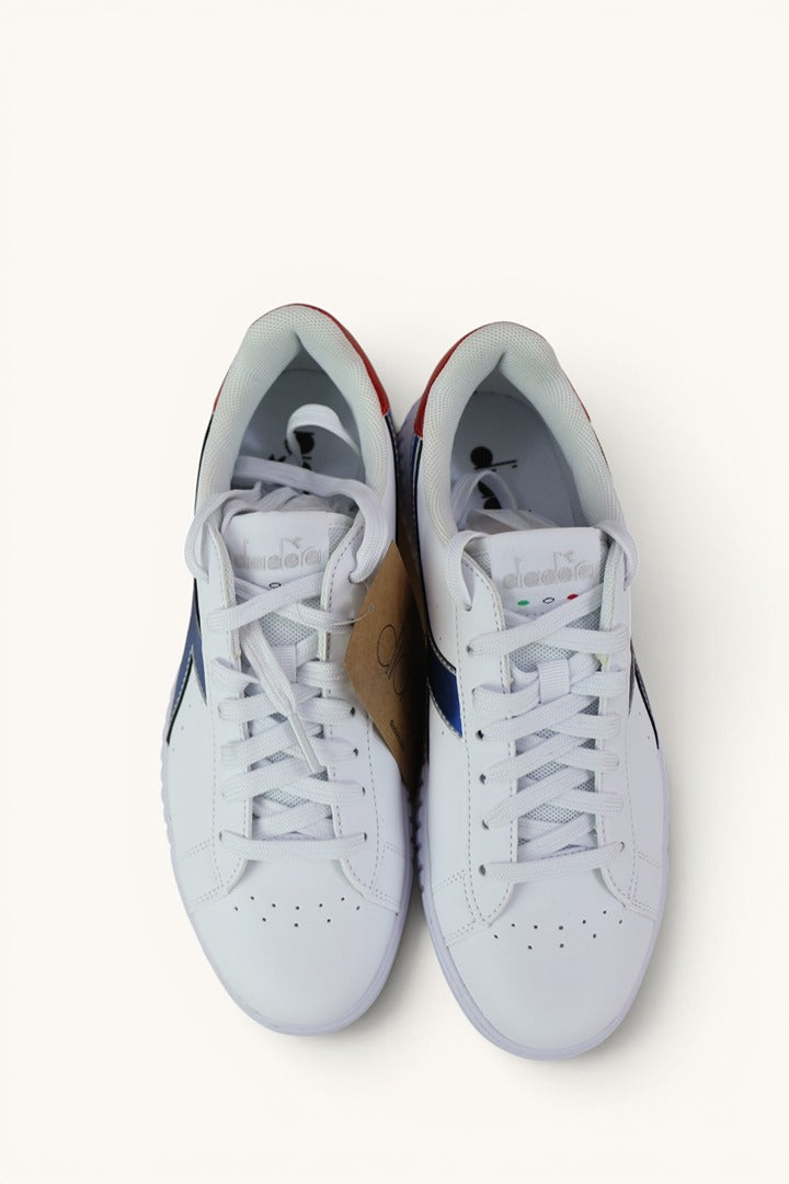 Baskets Diadora Step P Lipstick cuir blanc bleu rouge 39 5