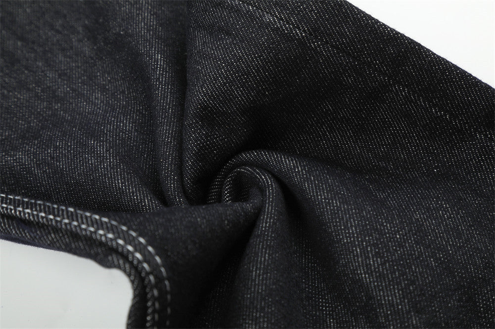 Jean droit à revers pour homme, patchwork à carreaux et boutons en biais 19