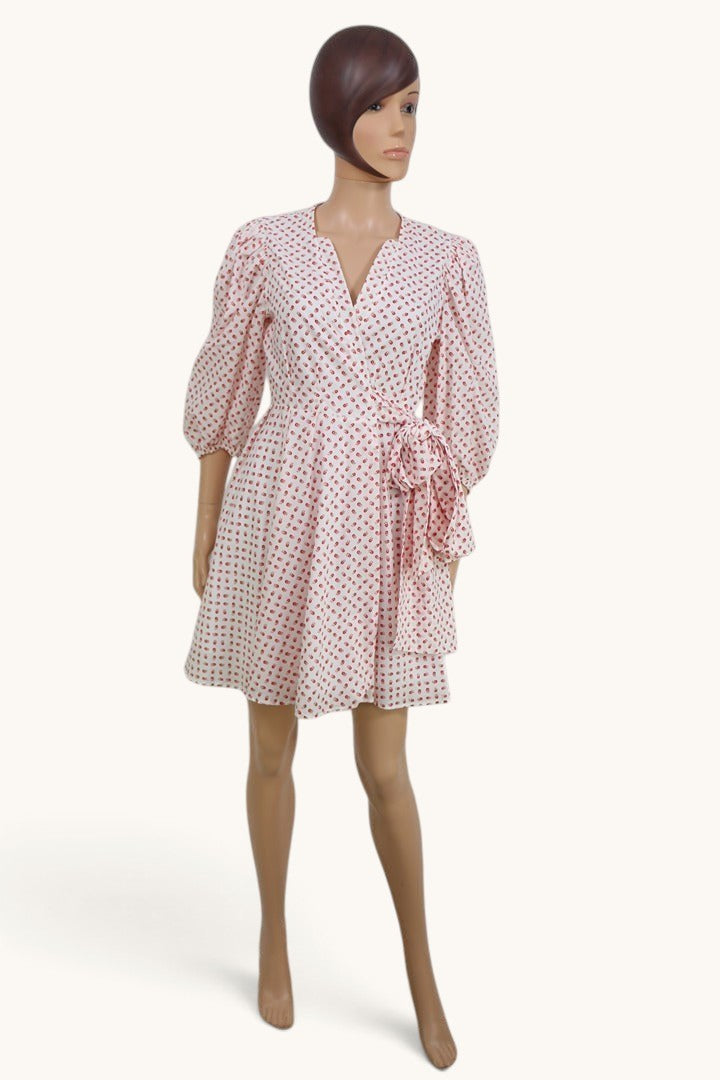 Robe Claudie Pierlot Refleurette blanc rouge coton 40 | Frippin'Dealz – photo 3