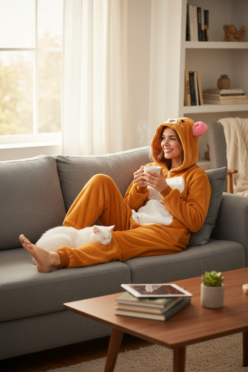 Combinaison pyjama corgi orange velours peluche Xs Y2k 2