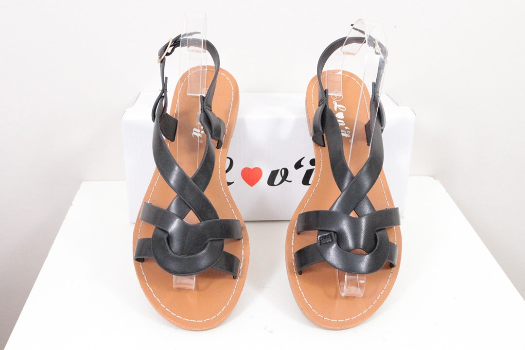 Sandales plates Lov'it simili cuir noir 38 3