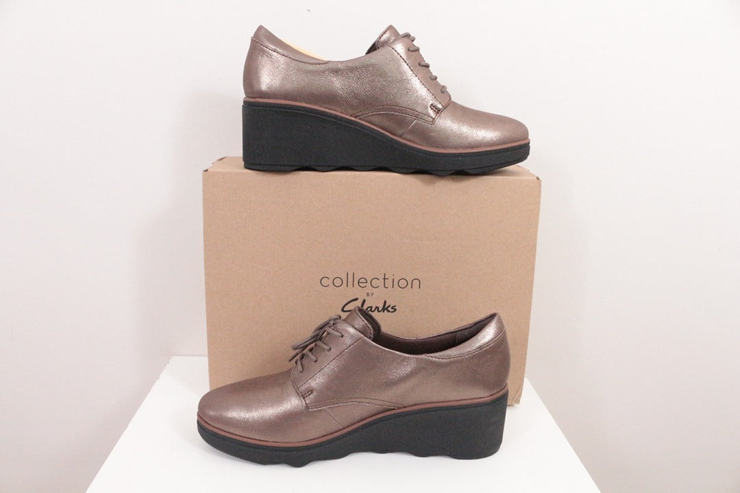 Clarks Bottines compensées en cuir métallisé marron 39.5 5