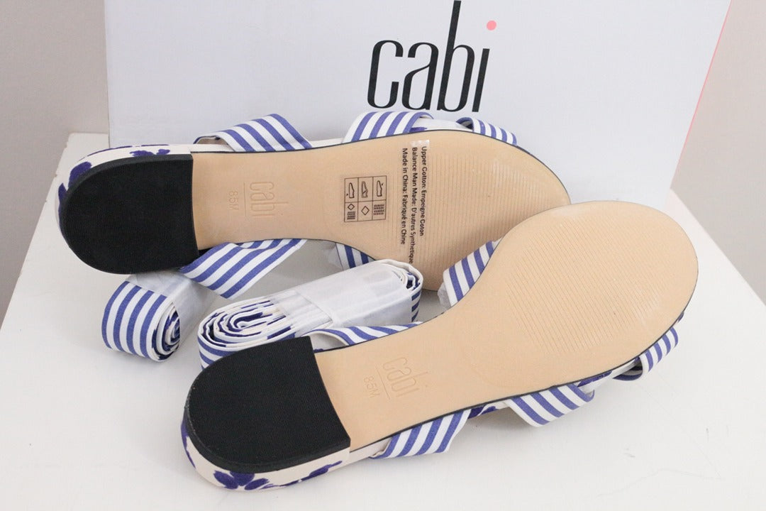Sandales plates Cabi en coton à rayures bleu et blanc taille 39 8