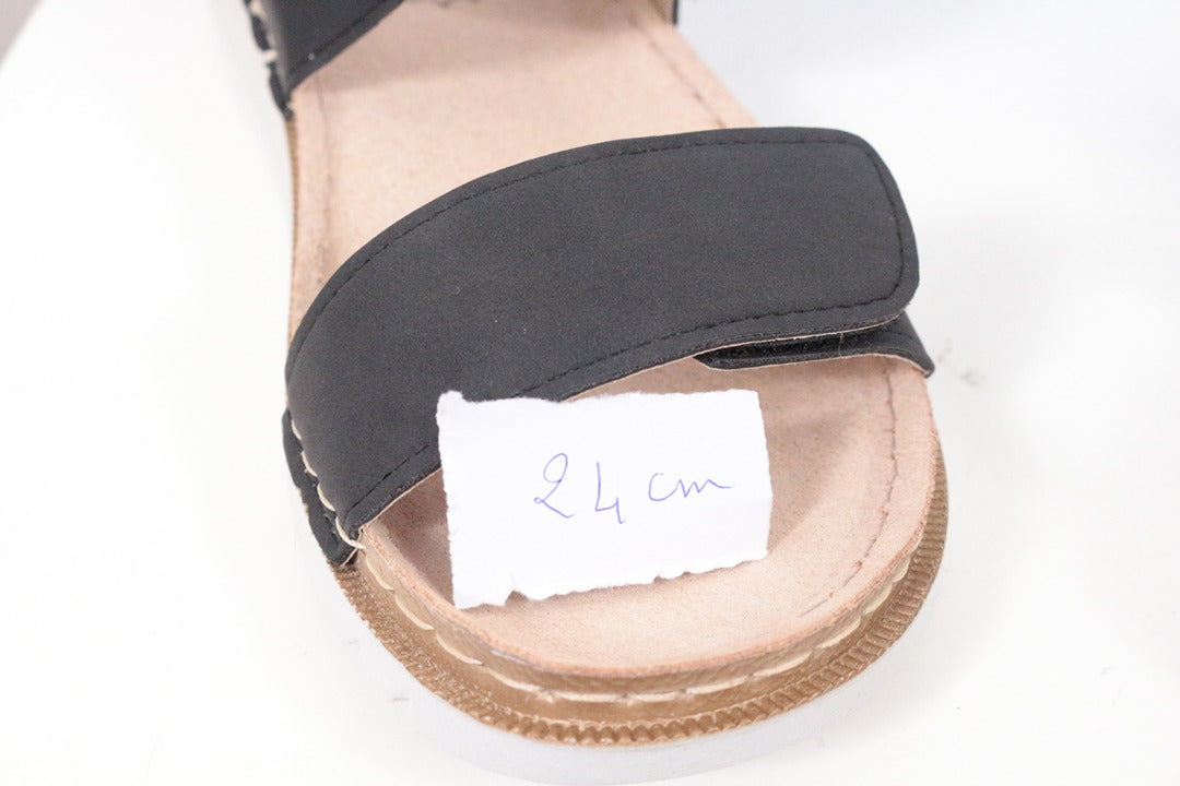 Sandales plates en cuir noir Inblu neuves taille 38 8