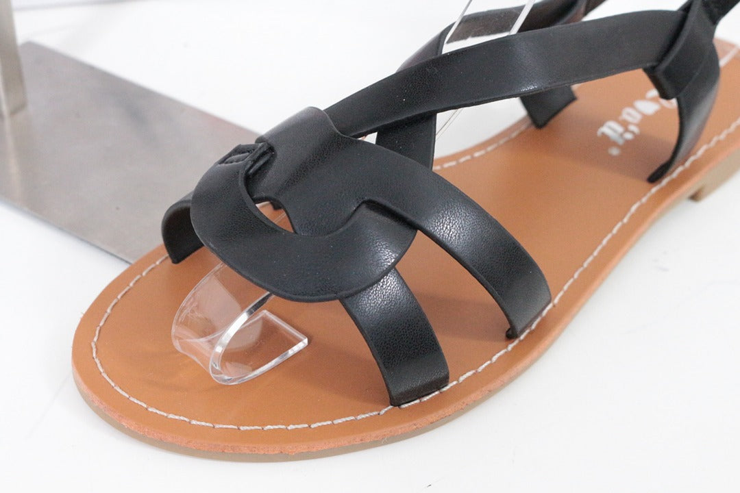 Sandales plates Lov'it simili cuir noir 38 2