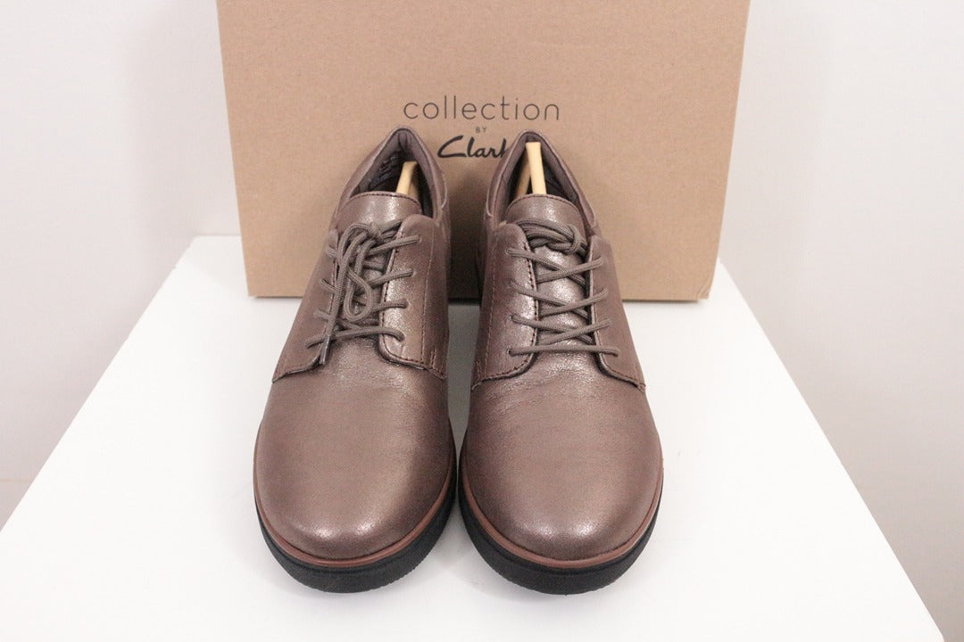 Clarks Bottines compensées en cuir métallisé marron 39.5 4