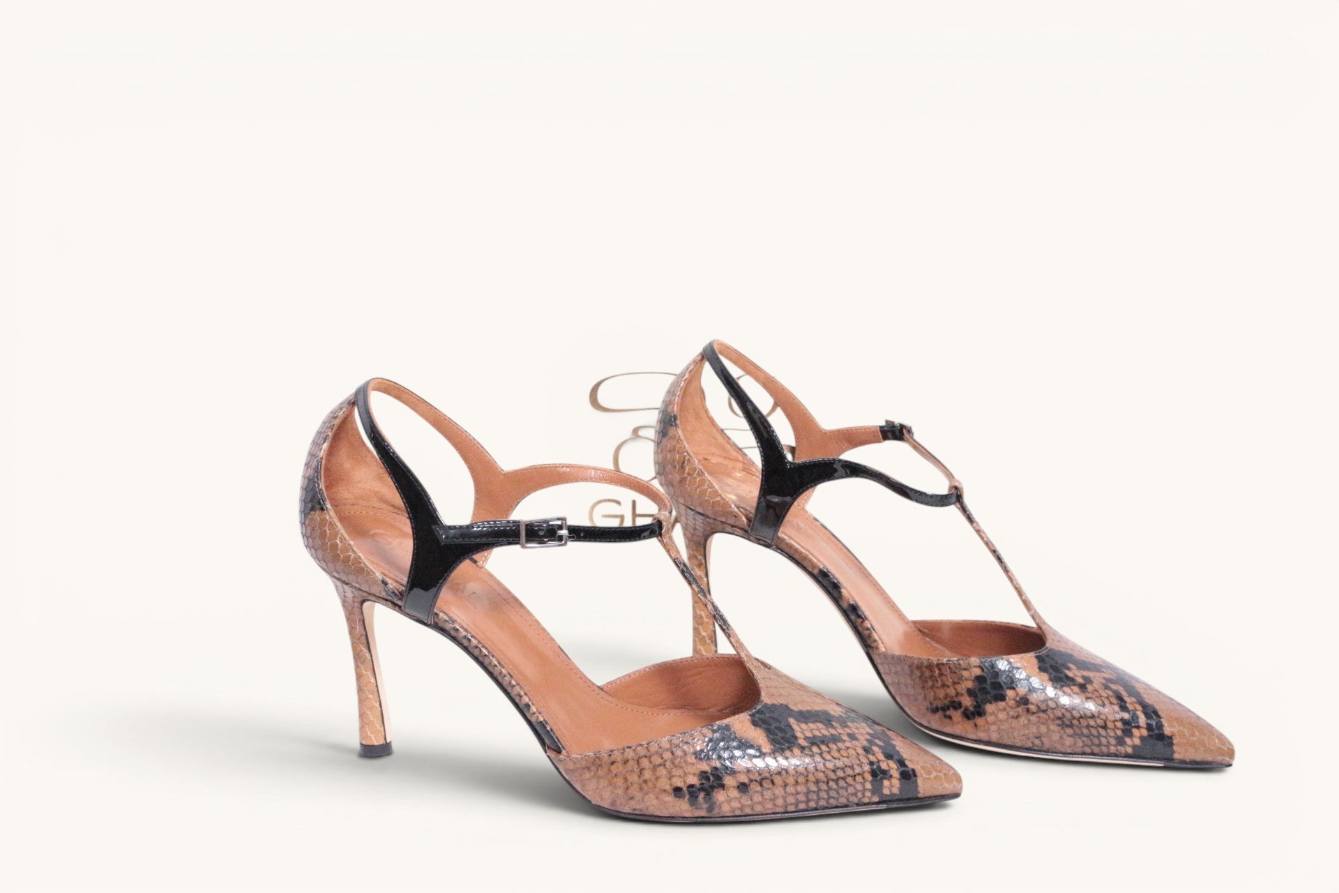 Escarpins Ghazal Paris T-bar imprimé serpent NEUVES avec boîte - Taille 38 8