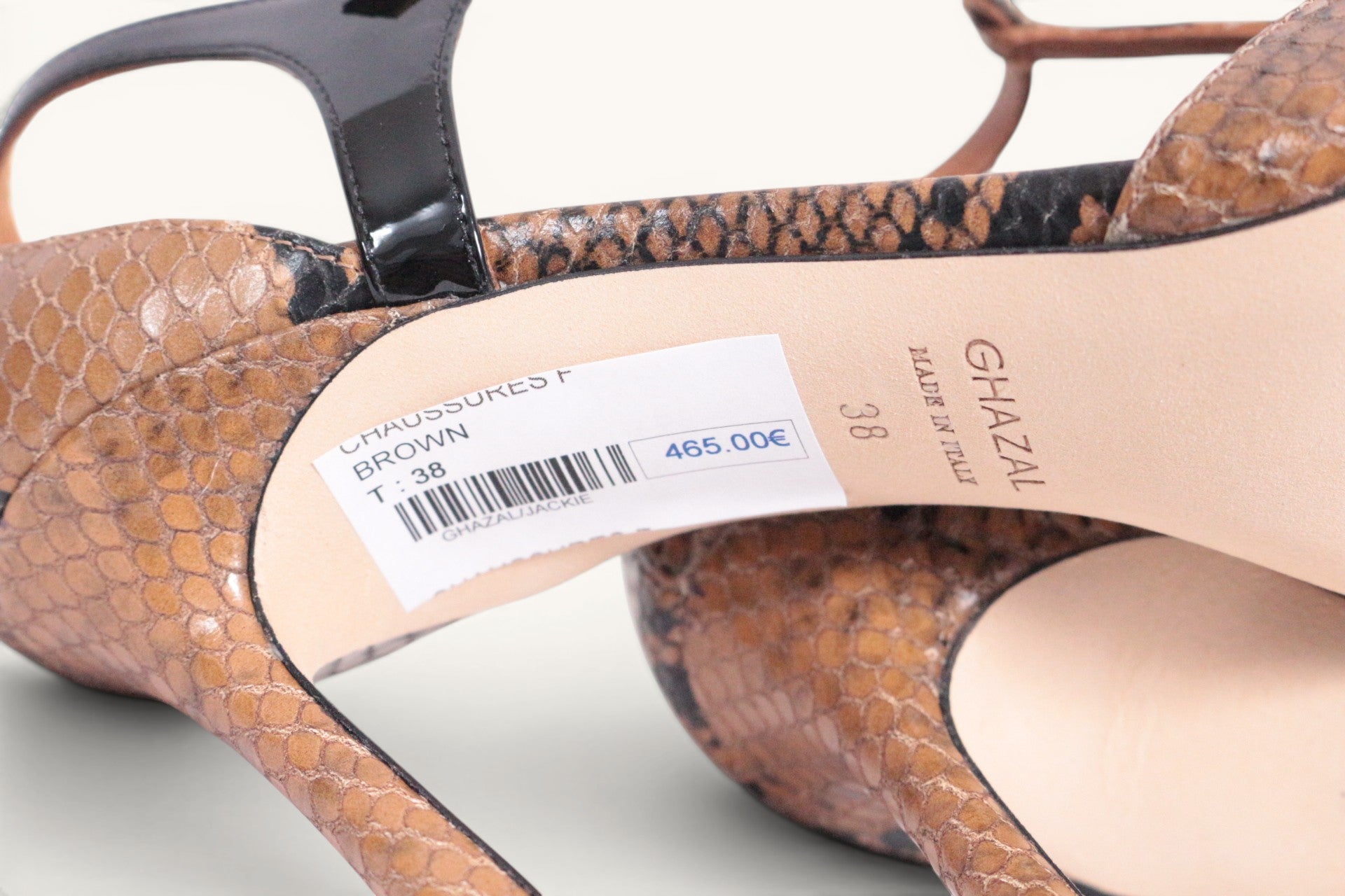 Escarpins Ghazal Paris T-bar imprimé serpent NEUVES avec boîte - Taille 38 11