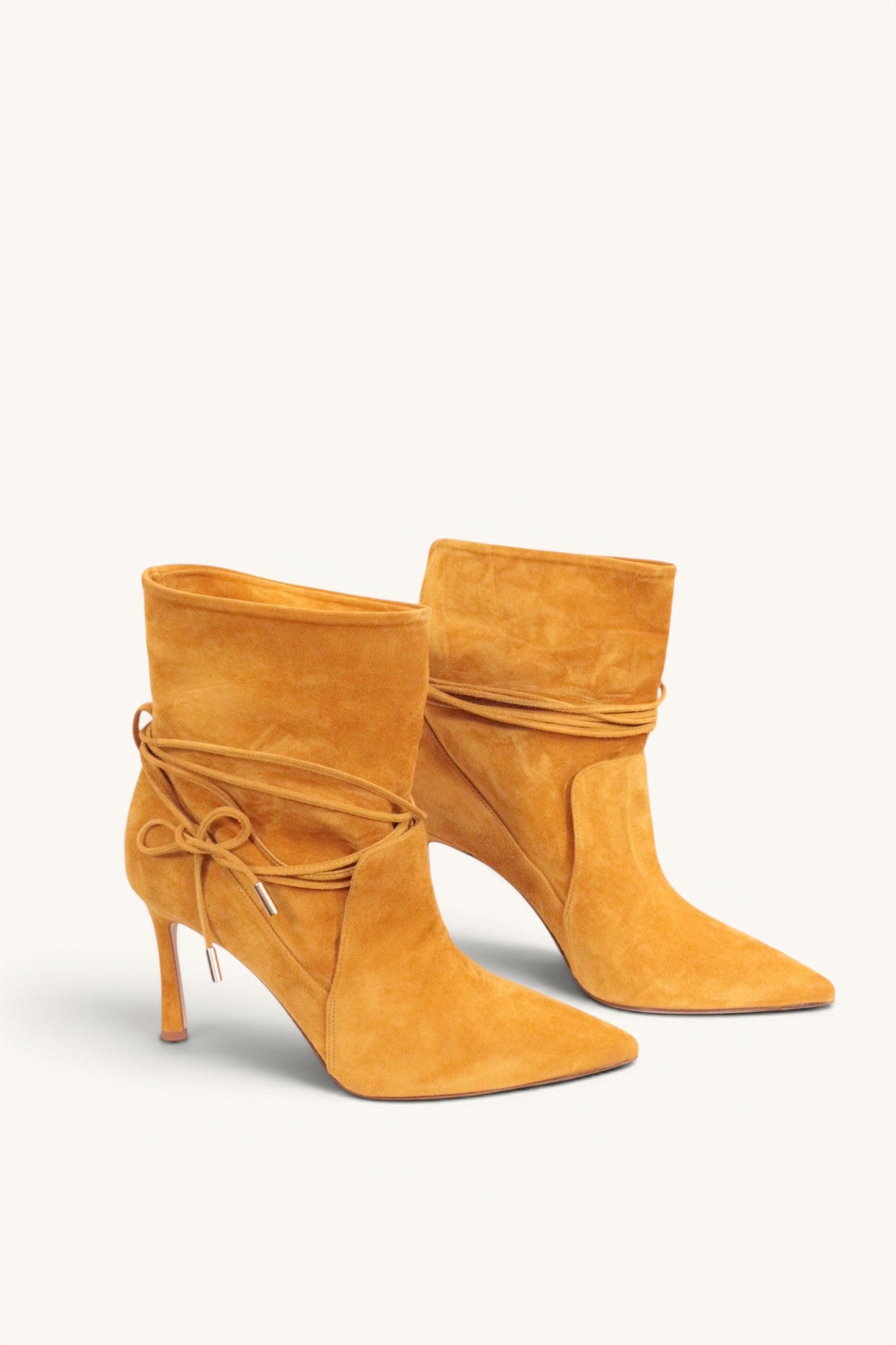 Bottines Ghazal Paris cuir marron souple avec liens à nouer - Neuves 6