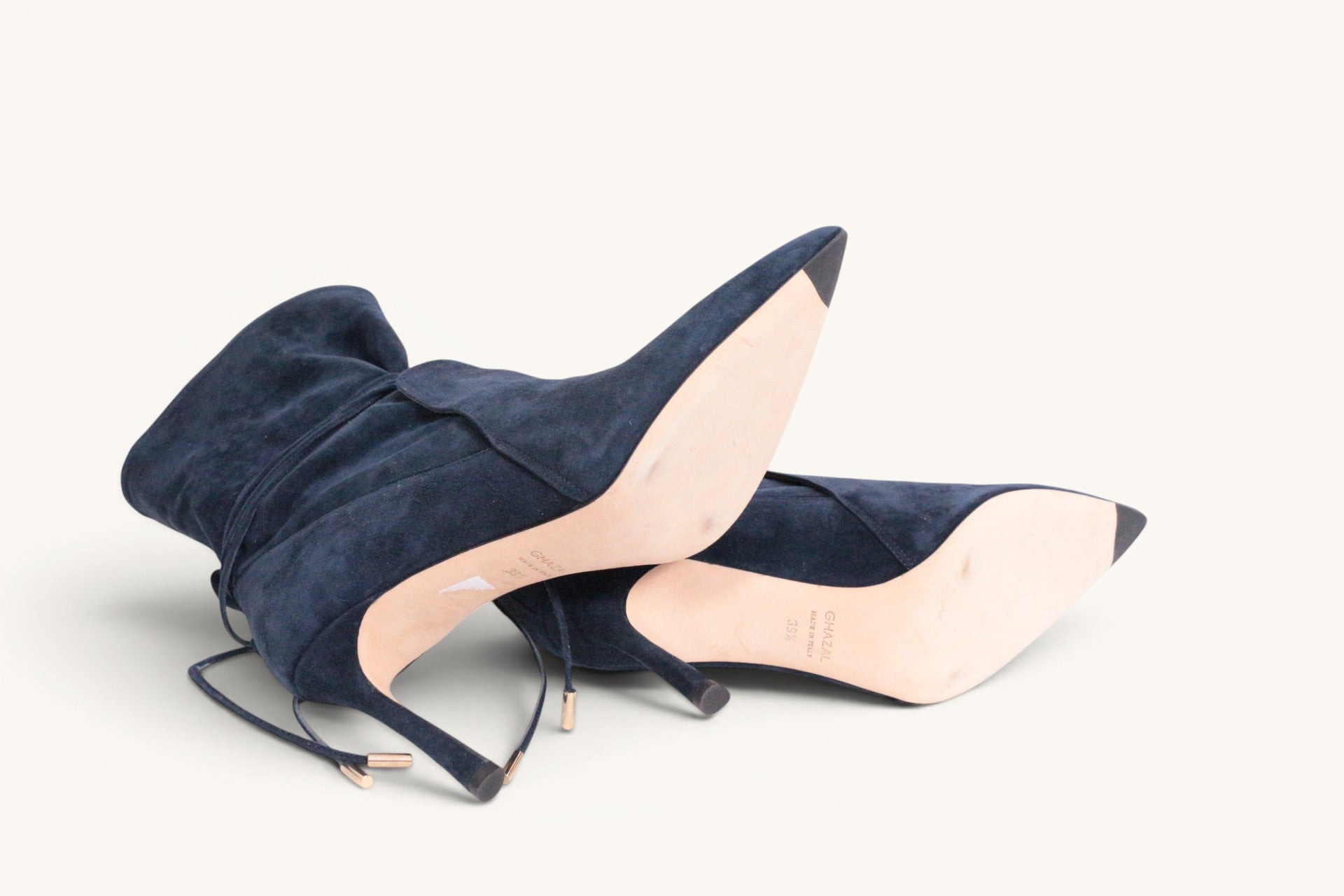 Bottines Ghazal Paris cuir marron souple avec liens à nouer - Neuves 23