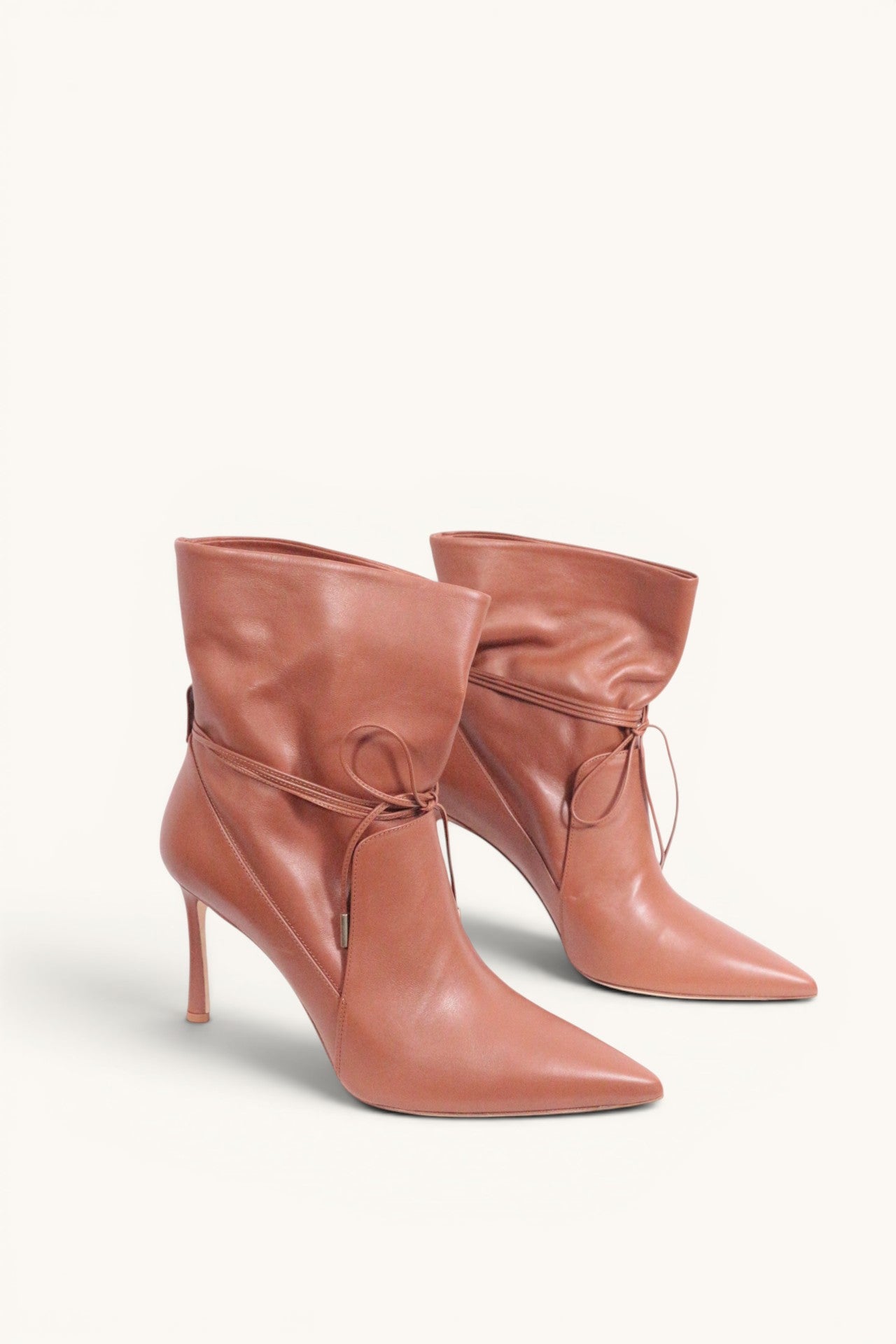 Bottines Ghazal Paris cuir marron souple avec liens à nouer - Neuves 30