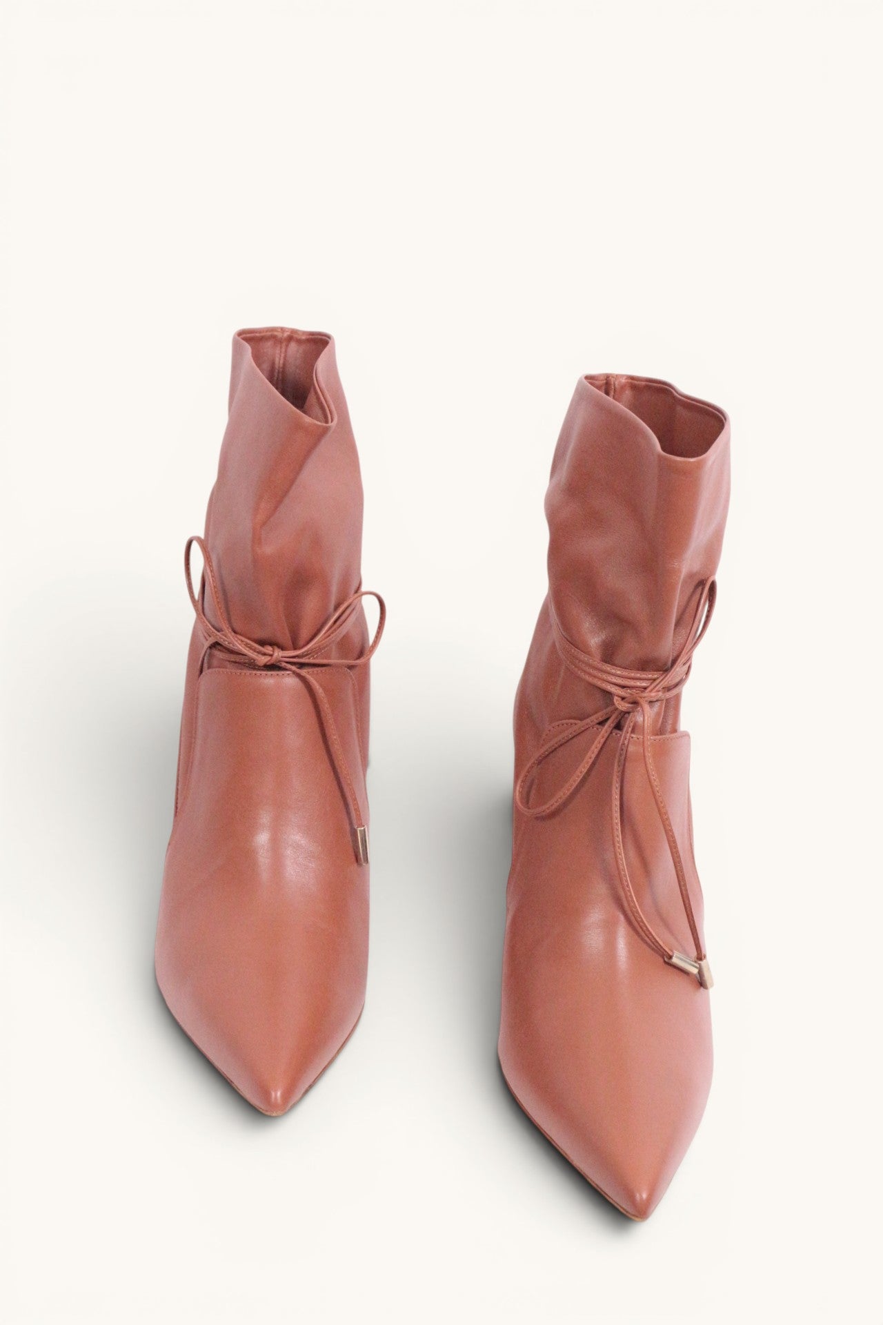 Bottines Ghazal Paris cuir marron souple avec liens à nouer - Neuves 25