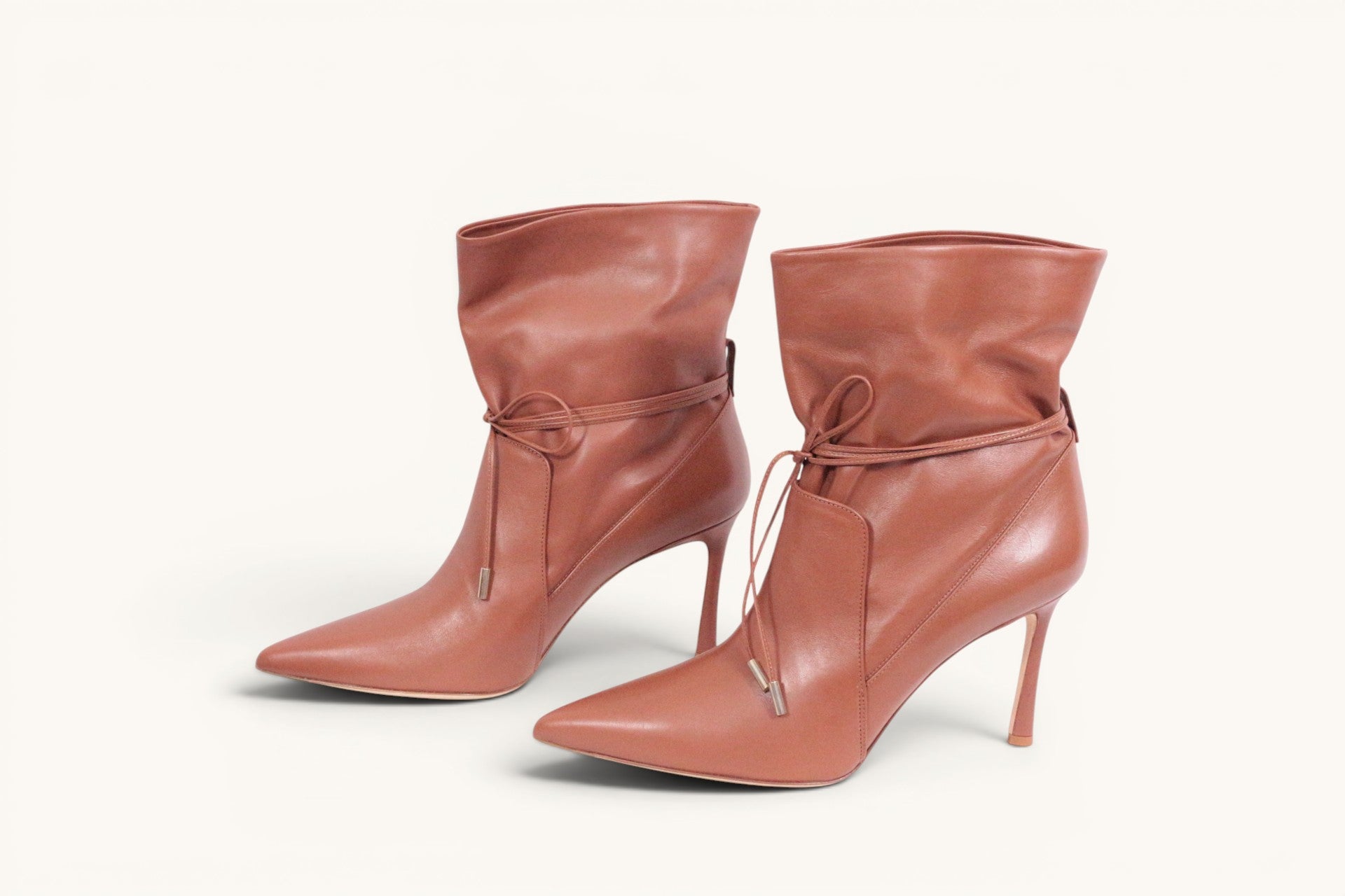 Bottines Ghazal Paris cuir marron souple avec liens à nouer - Neuves 26