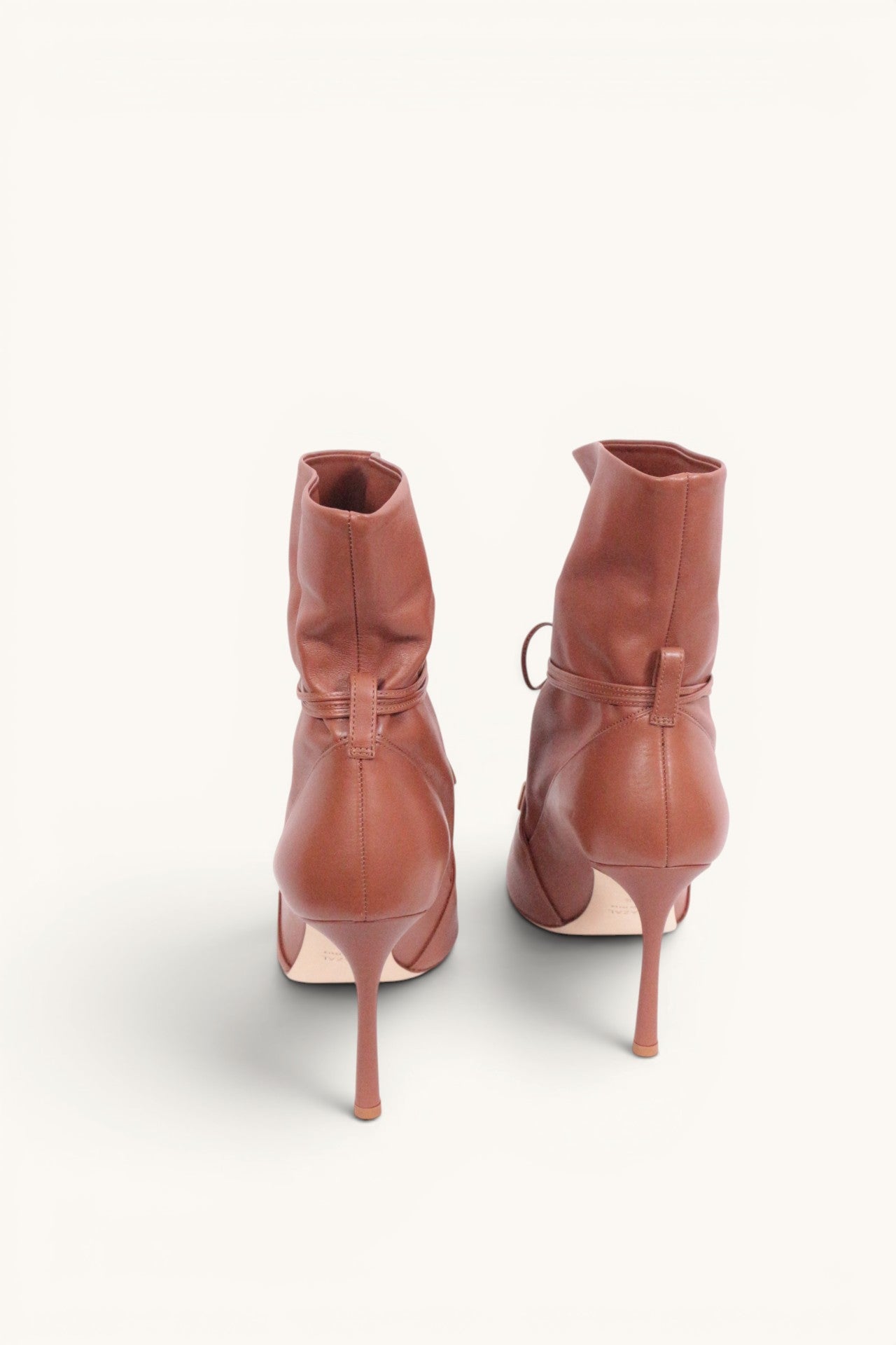 Bottines Ghazal Paris cuir marron souple avec liens à nouer - Neuves 27