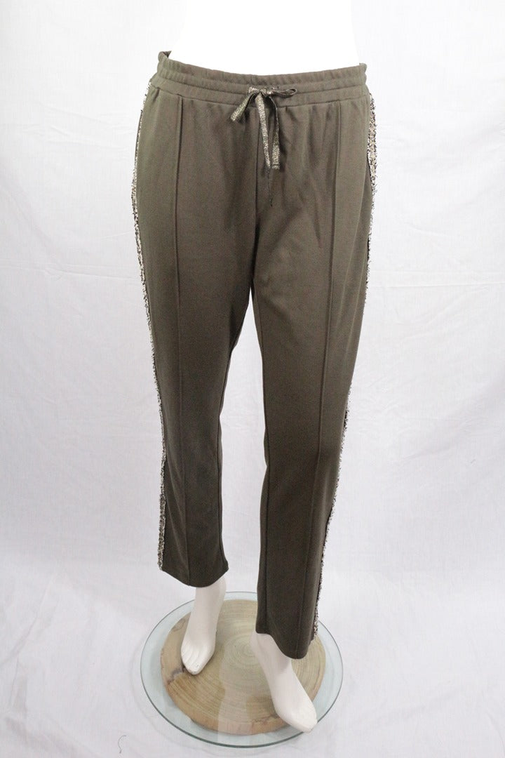 Pantalon de survêtement K Design kaki bandes pailletées L 1