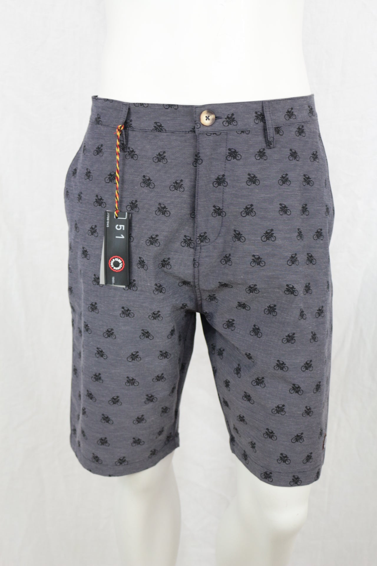 Short chino Cyclo Club Marcel homme bleu marine à motif vélos – Stretch – Taille XL