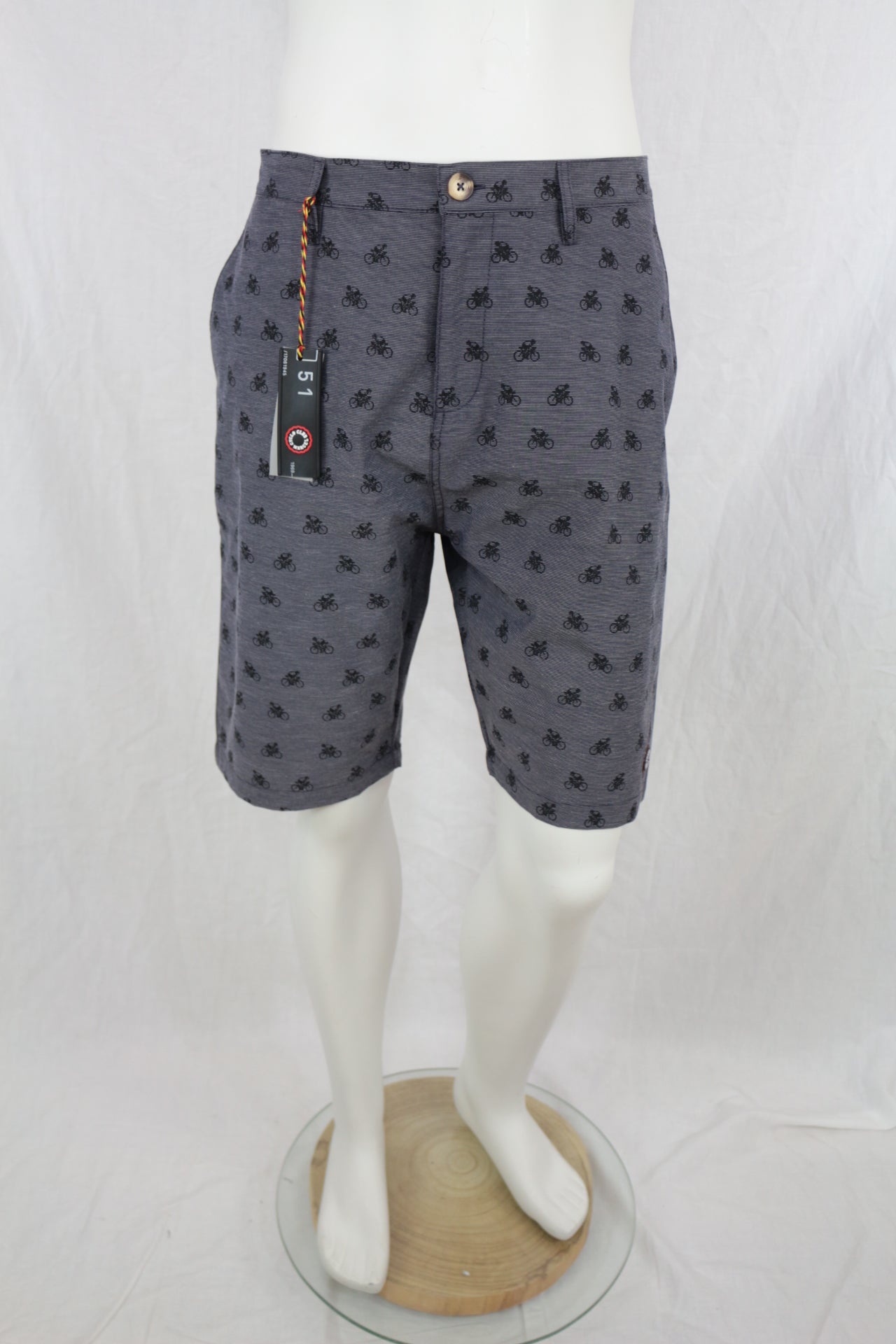 Short chino Cyclo Club Marcel homme bleu marine à motif vélos – Stretch – Taille XL
