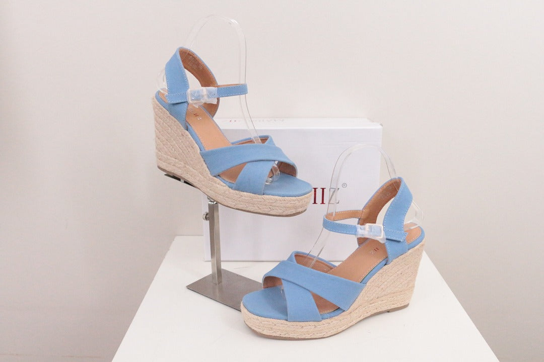 Marquiiz Sandales compensées espadrilles bleu ciel 36 neuves 1
