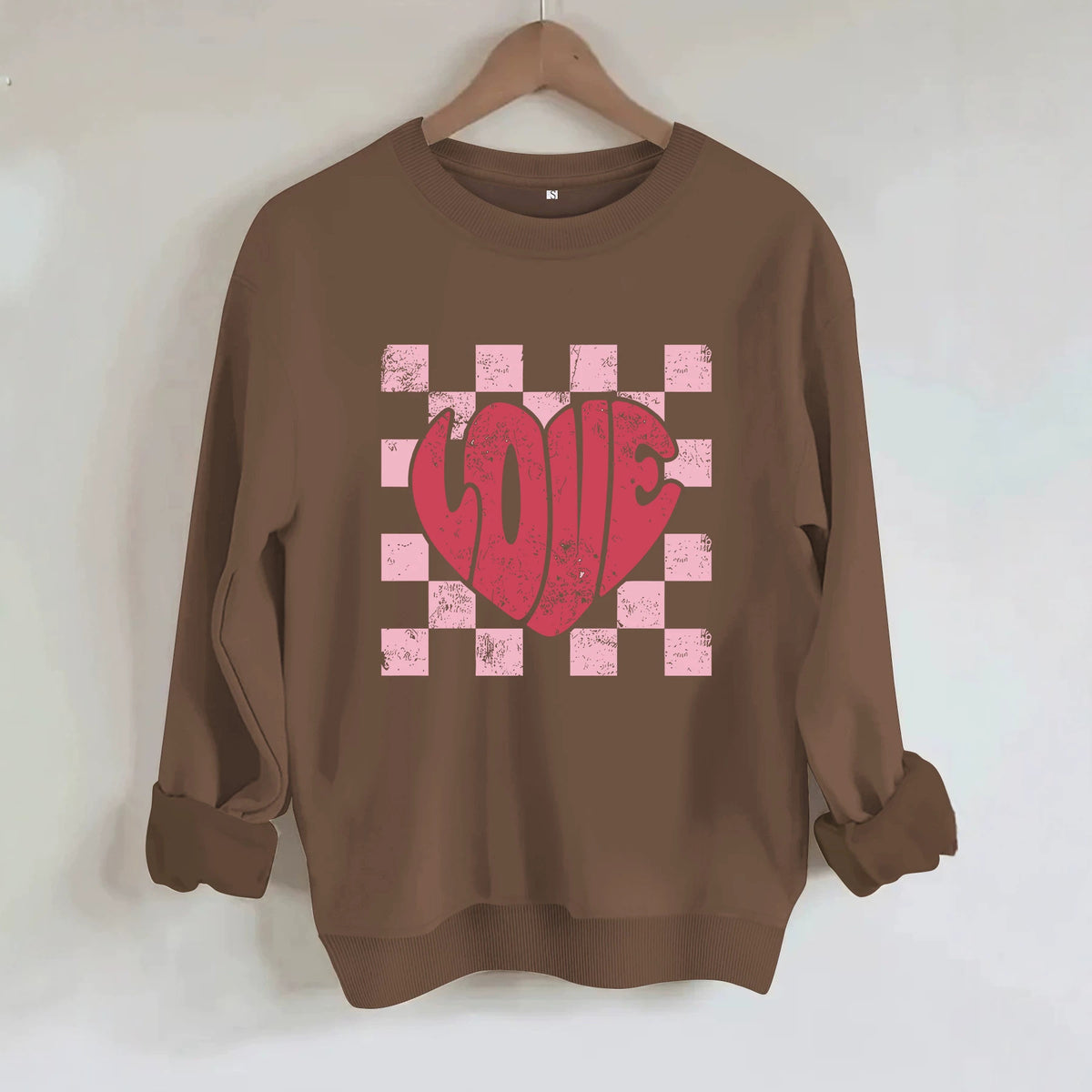 Sweat-shirt col rond épais, manches lanternes, imprimé graphique, coupe ample, pour femme, 4 coloris 6