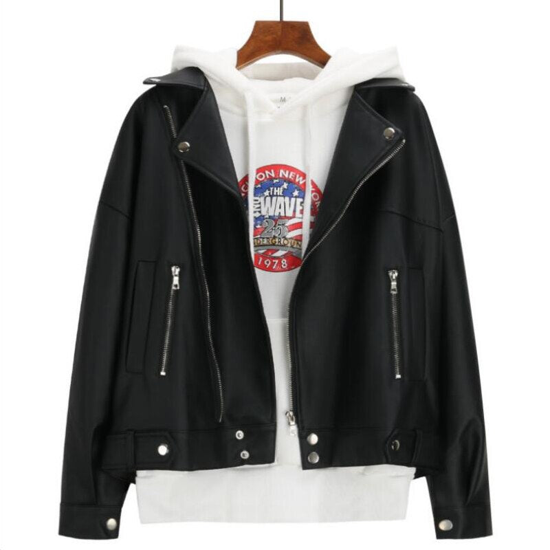 Veste simili cuir noir oversize style perfecto – photo 4 – Frippin'Dealz
