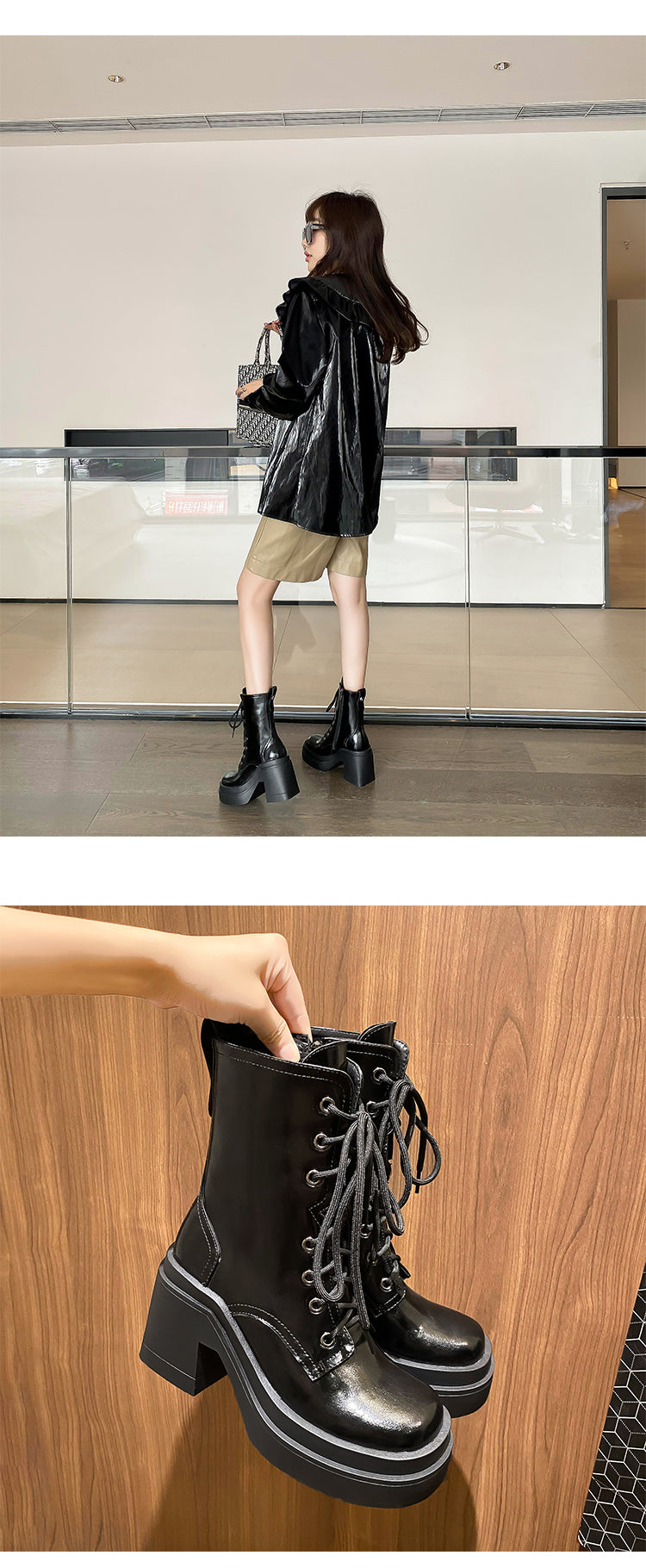 Bottines plateforme talon épais cuir femme – photo 10 – Frippin'Dealz