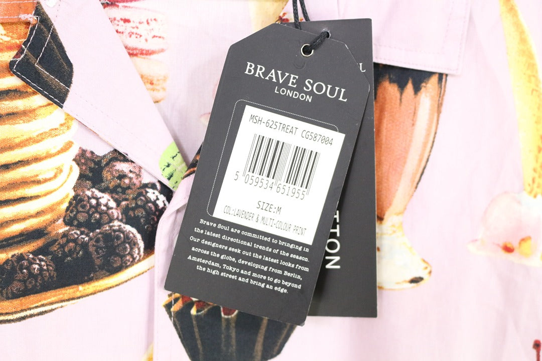 Chemise homme Brave Soul 100% coton bleu à imprimé desserts L 4