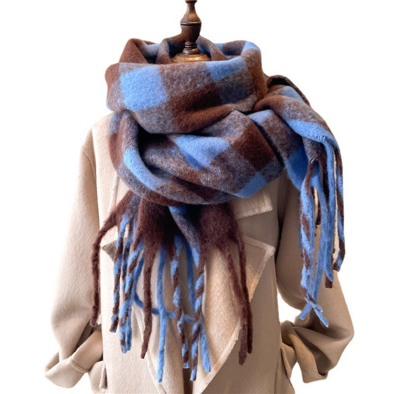 Extended scarf winter women's plaid scarf shawl dual purpose men's scarf British style imitation cashmere scarf 4