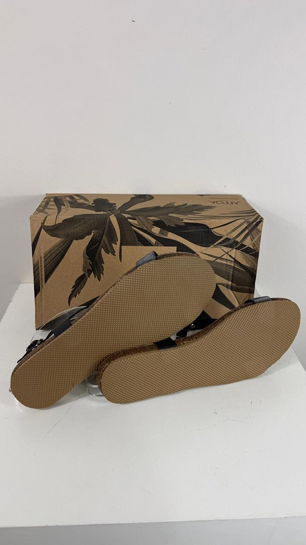 Sandales en cuir Amoa Casani noir argent 38 confort gel 2