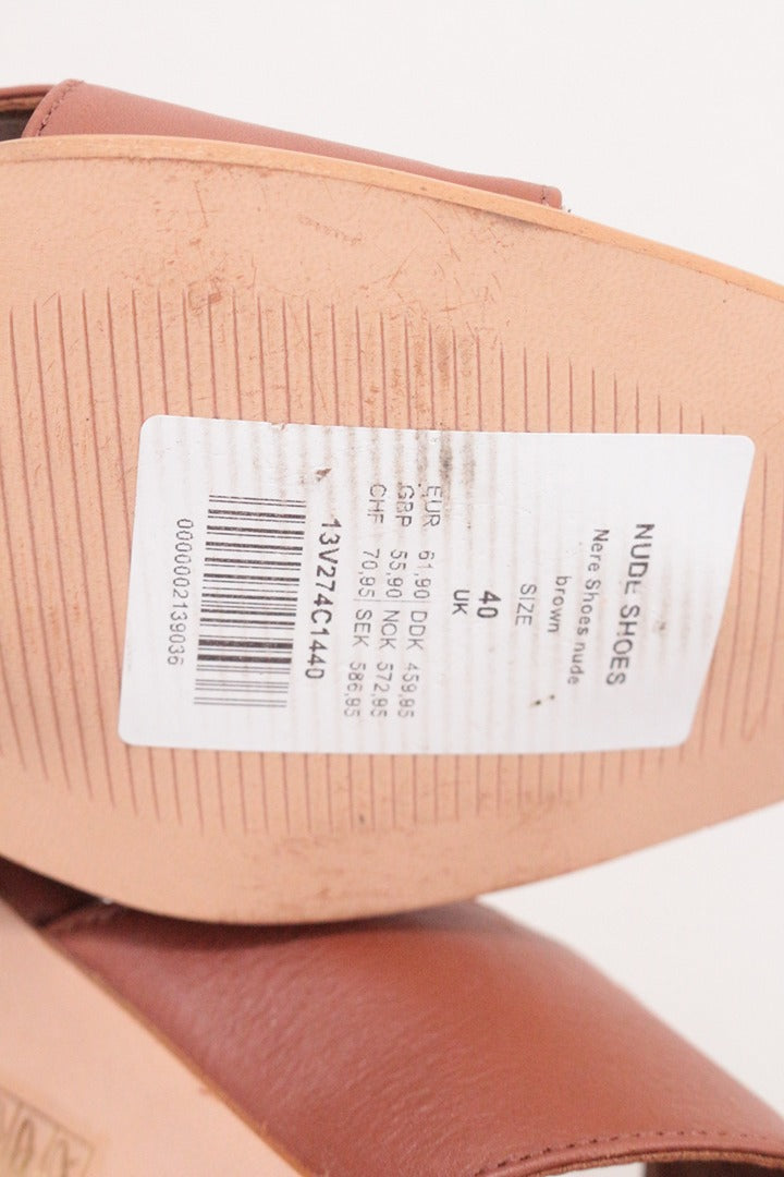 Mules à talons en cuir marron Nude Shoes T40 8