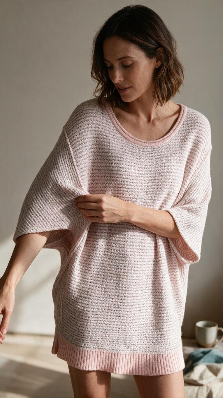Viriato Pull oversize rose poudré manches chauve-souris TU