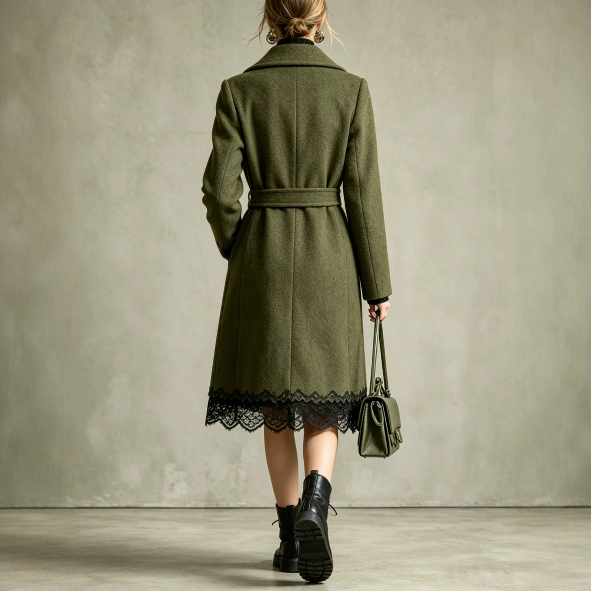 Manteau effet lainage vert militaire – photo 4 – Frippin'Dealz