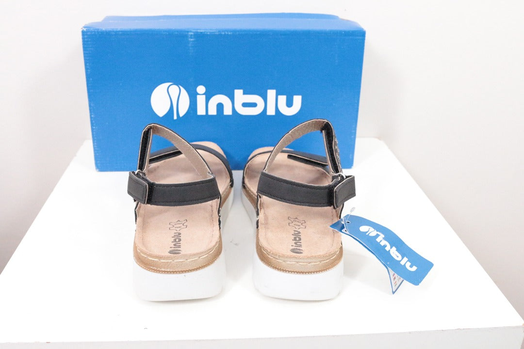 Sandales plates en cuir noir Inblu neuves taille 38 4