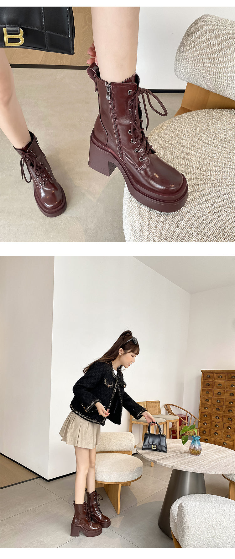 Bottines plateforme talon épais cuir femme – photo 19 – Frippin'Dealz