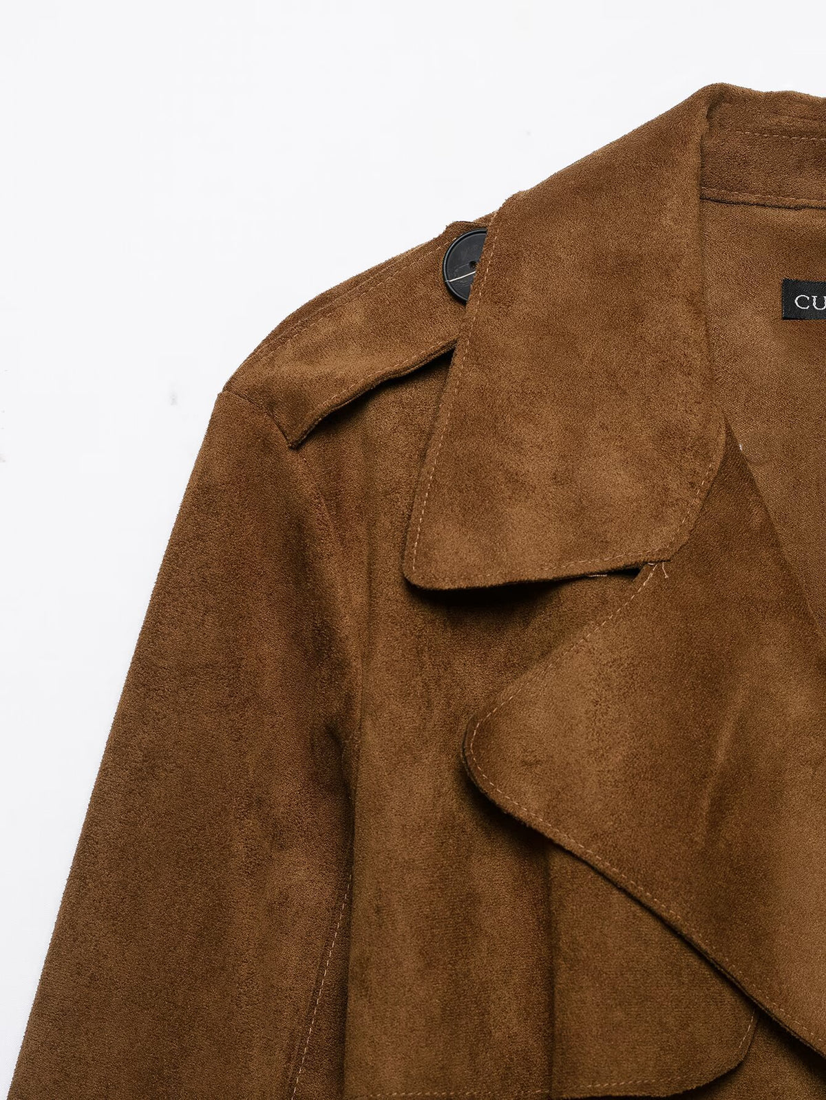 Trench effet daim marron à ceinture femme – photo 7 – Frippin'Dealz