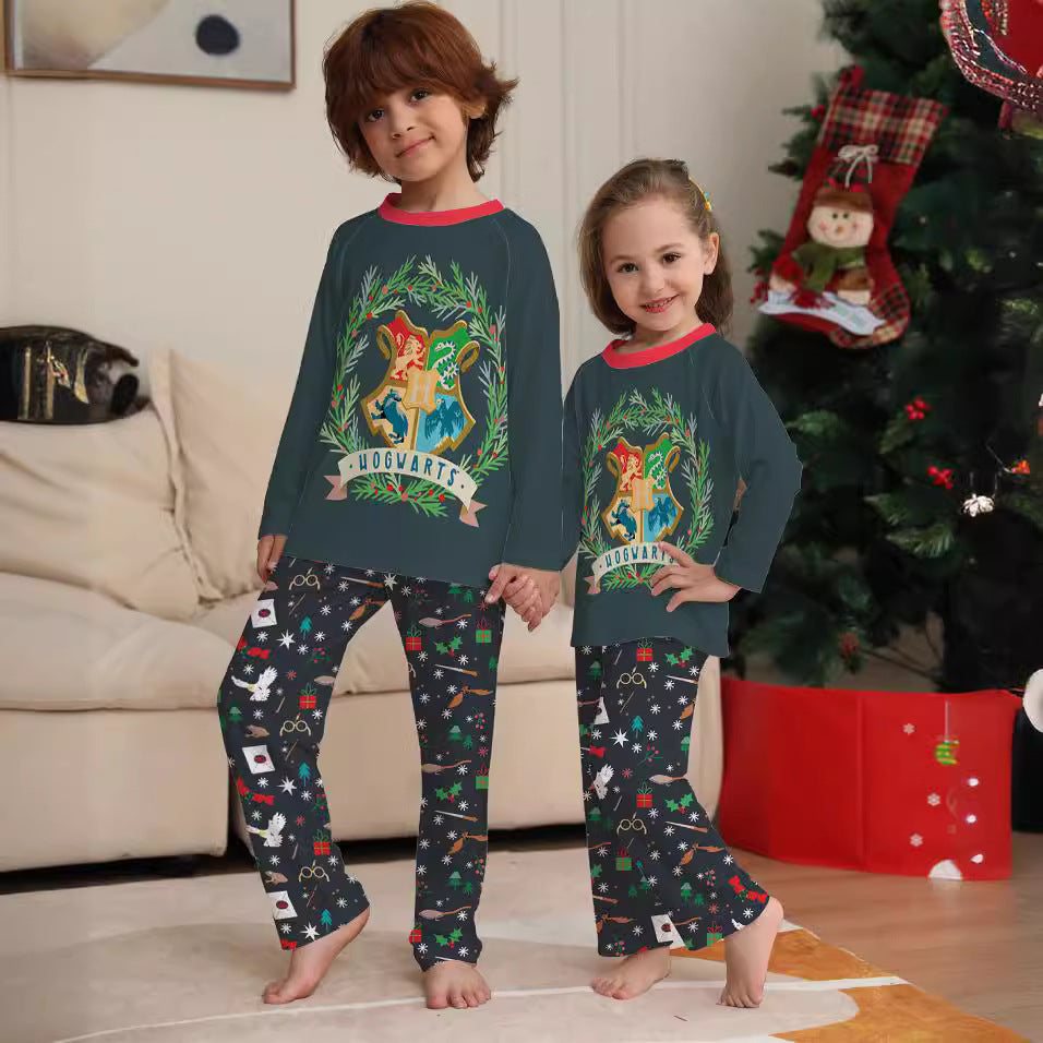 Pyjama de Noël assorti famille, col rond, imprimé dessins animés et carreaux, adultes, enfants, bébés et chiens 3