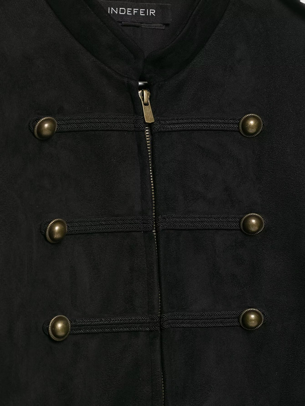Veste courte zippée col rond effet daim femme noire – photo 10 – Frippin'Dealz